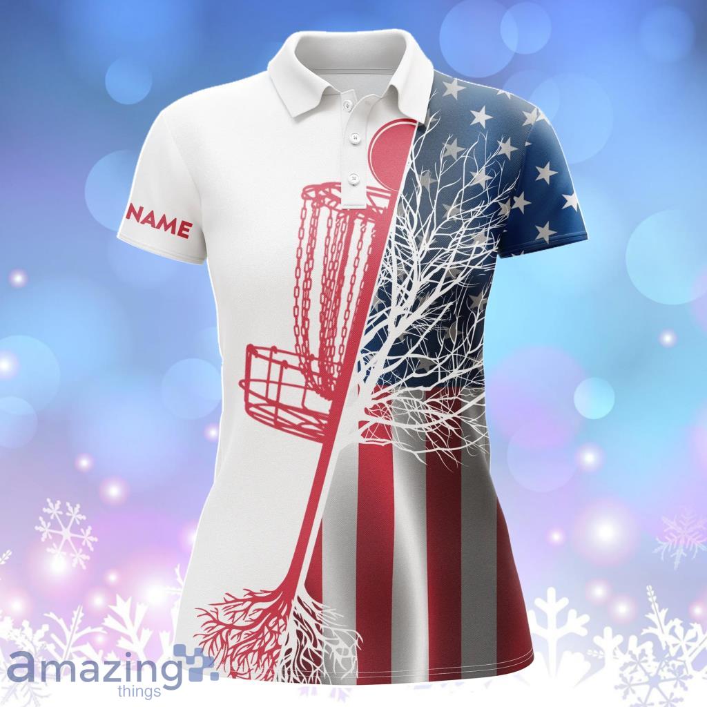 Golf Polo Shirt Custom Name American Flag Disc Golf Basket, Personalized Disc Polo Shirts image Golf Polo Shirt Custom Name American Flag Disc Golf Basket, Personalized Disc Polo Shirts Product Photo 1