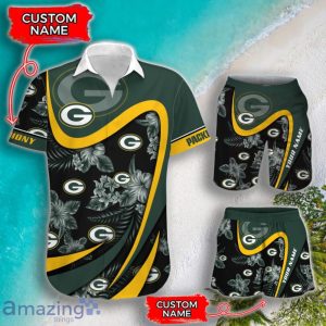 Green Bay Packers NFL Floral Hawaiian Shirt And Shorts Custom Name Casual Comfort Combo For Fans Product Photo 1