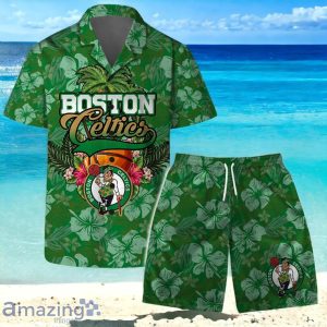 Boston Celtics Team Logo Pattern Retro Hawaiian Shirt And Short Product Photo 1