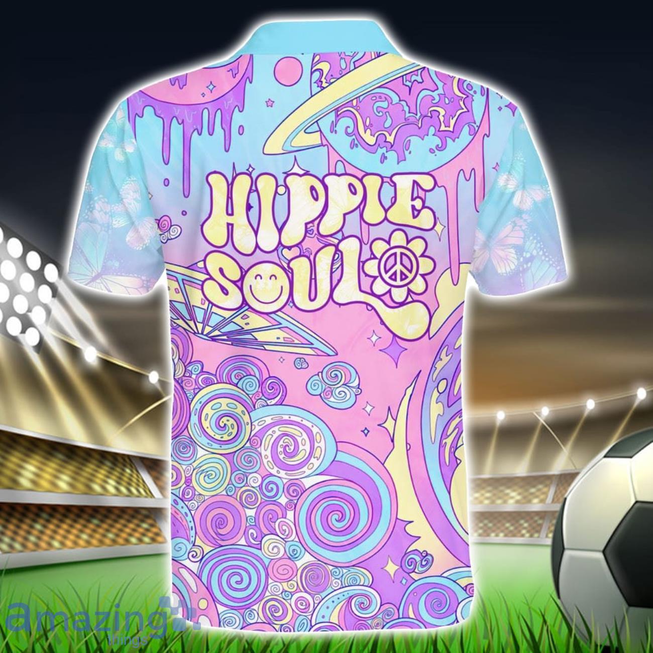 Hippe Soul Print Pink And Blue Polo Shirt Hippie Designs Polo Shirt Gift For Golf Lover image Hippe Soul Print Pink And Blue Polo Shirt Hippie Designs Polo Shirt Gift For Golf Lover Product Photo 2