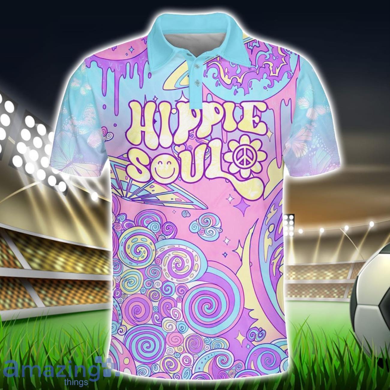 Hippe Soul Print Pink And Blue Polo Shirt Hippie Designs Polo Shirt Gift For Golf Lover image Hippe Soul Print Pink And Blue Polo Shirt Hippie Designs Polo Shirt Gift For Golf Lover Product Photo 1