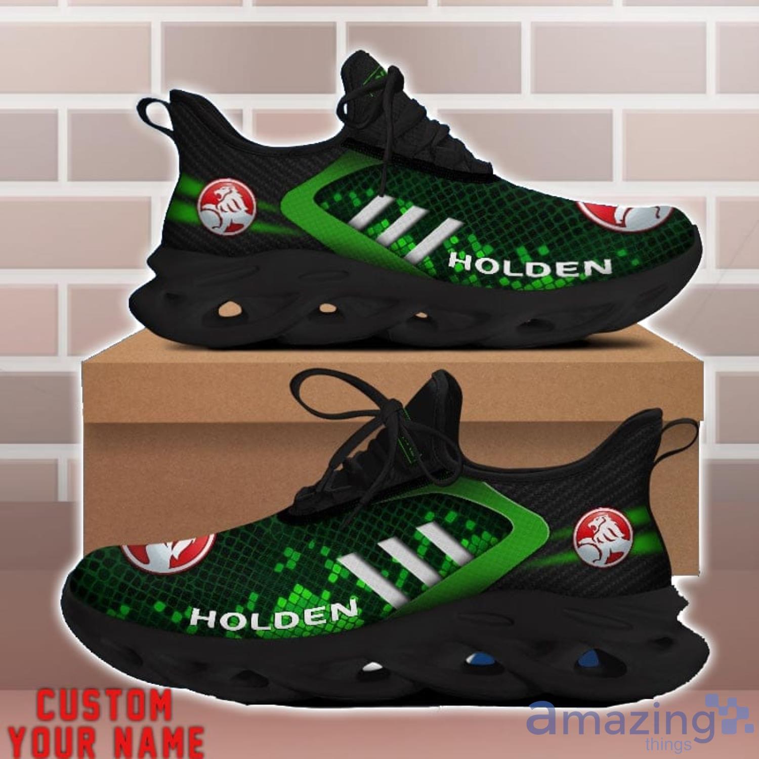 Holden Shoes Green Square Pattern Custom Name Max Soul Sneakers For Men Women image Holden Shoes Green Square Pattern Custom Name Max Soul Sneakers For Men Women Product Photo 2