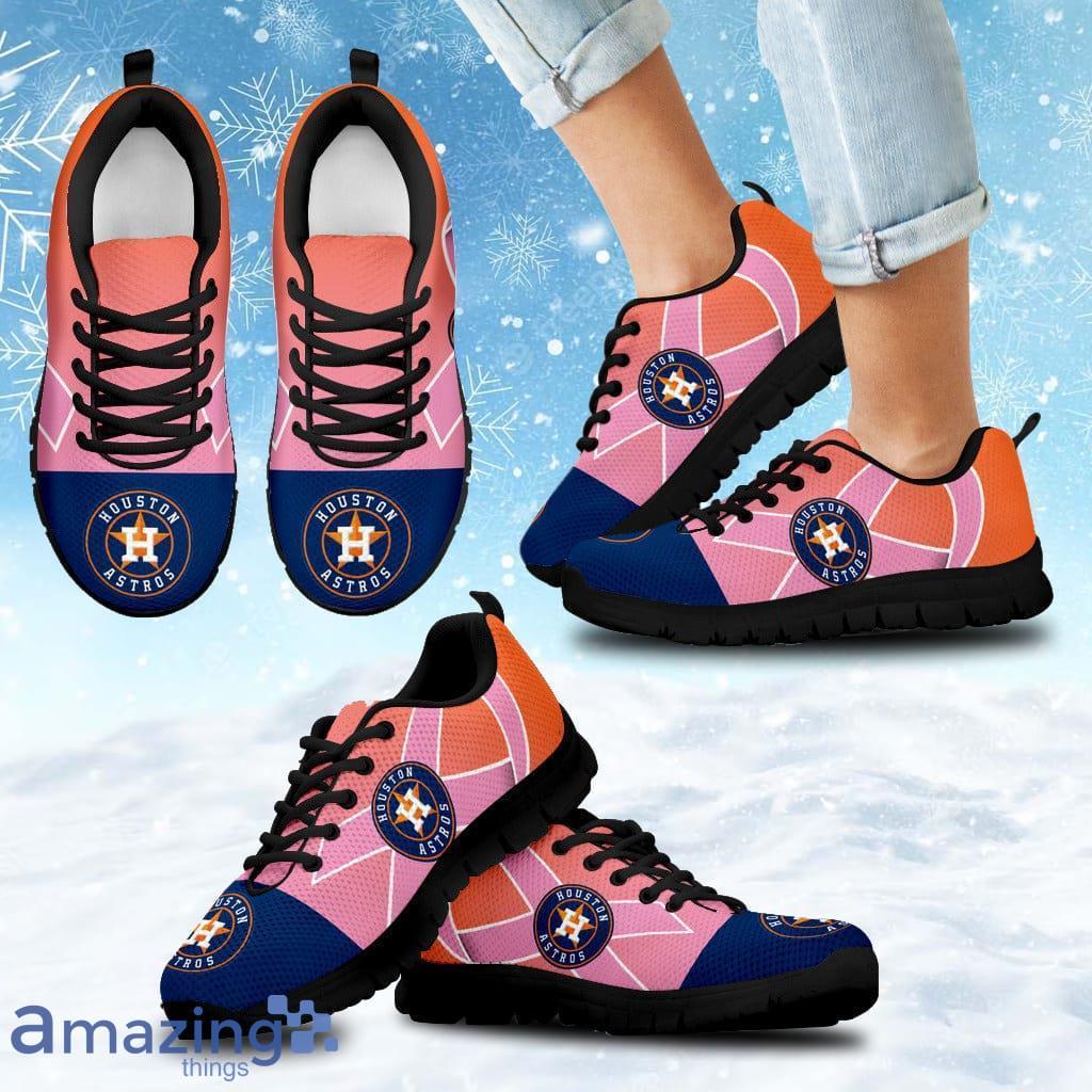 Houston Astros Cancer Pink Ribbon Sneakers Shoes Gift For Big Fans image Houston Astros Cancer Pink Ribbon Sneakers Shoes Gift For Big Fans Product Photo 1