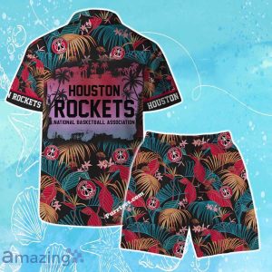 Houston Rockets Team Logo Pattern Aloha Colorful Hawaiian Shirt & Short Product Photo 2