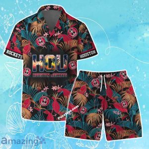 Houston Rockets Team Logo Pattern Aloha Colorful Hawaiian Shirt & Short Product Photo 1