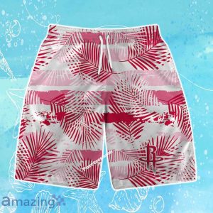 Houston Rockets Team Logo Pattern Leaves Tropical Hawaiian Shirt & Short Product Photo 3