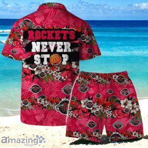 Houston Rockets Team Logo Pattern Never Stop Hawaiian Shirt And Short Product Photo 2