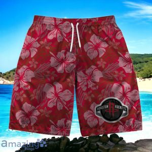 Houston Rockets Team Logo Pattern Retro Hawaiian Shirt And Short Product Photo 3