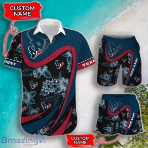 Houston Texans NFL Floral Hawaiian Shirt And Shorts Custom Name Casual Comfort Combo For Fans Product Photo 1