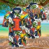 Illinois Fighting Illini NCAA3 Parrot and leaves 3D Hawaiian Shirt For Men And Women