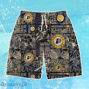 Indiana Pacers NBA Logo Vintage Floral Pattern Hawaiian Shirt & Short Product Photo 3