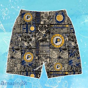 Indiana Pacers NBA Logo Vintage Floral Pattern Hawaiian Shirt & Short Product Photo 4