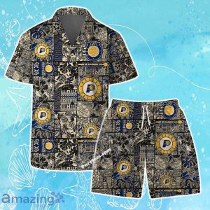 Indiana Pacers NBA Logo Vintage Floral Pattern Hawaiian Shirt & Short Product Photo 1