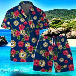 Indiana Pacers Team Logo Hawaiian Shirt And Short Floral Pattern Product Photo 1