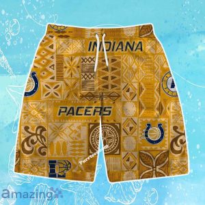 Indiana Pacers Team Logo Tropical Pattern Hawaiian Shirt & Short Product Photo 3