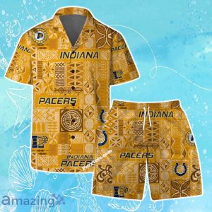 Indiana Pacers Team Logo Tropical Pattern Hawaiian Shirt & Short Product Photo 1