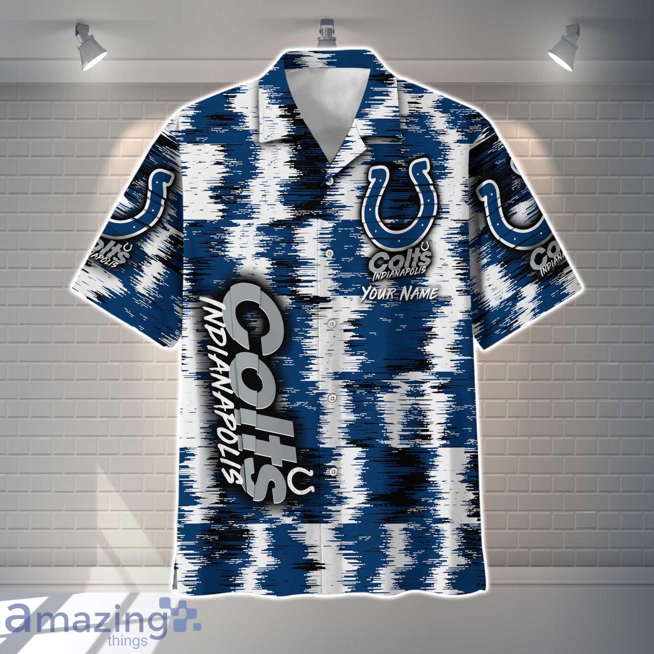 Indianapolis Colts NFL Hawaiian Shirt Vintage Custom Name For Fans image Indianapolis Colts NFL Hawaiian Shirt Vintage Custom Name For Fans Product Photo 2