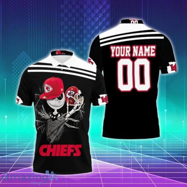 Jack Skellington Keeps Kansas City Chiefs Nfl Fan Custom Name & Number Polo Shirts Special Gift Product Photo 1