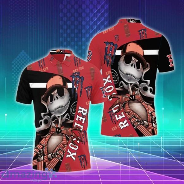 Jack Skellington Monster Energy Logo Printed For Fan Boston Red Sox Polo Shirts Special Gift Product Photo 1