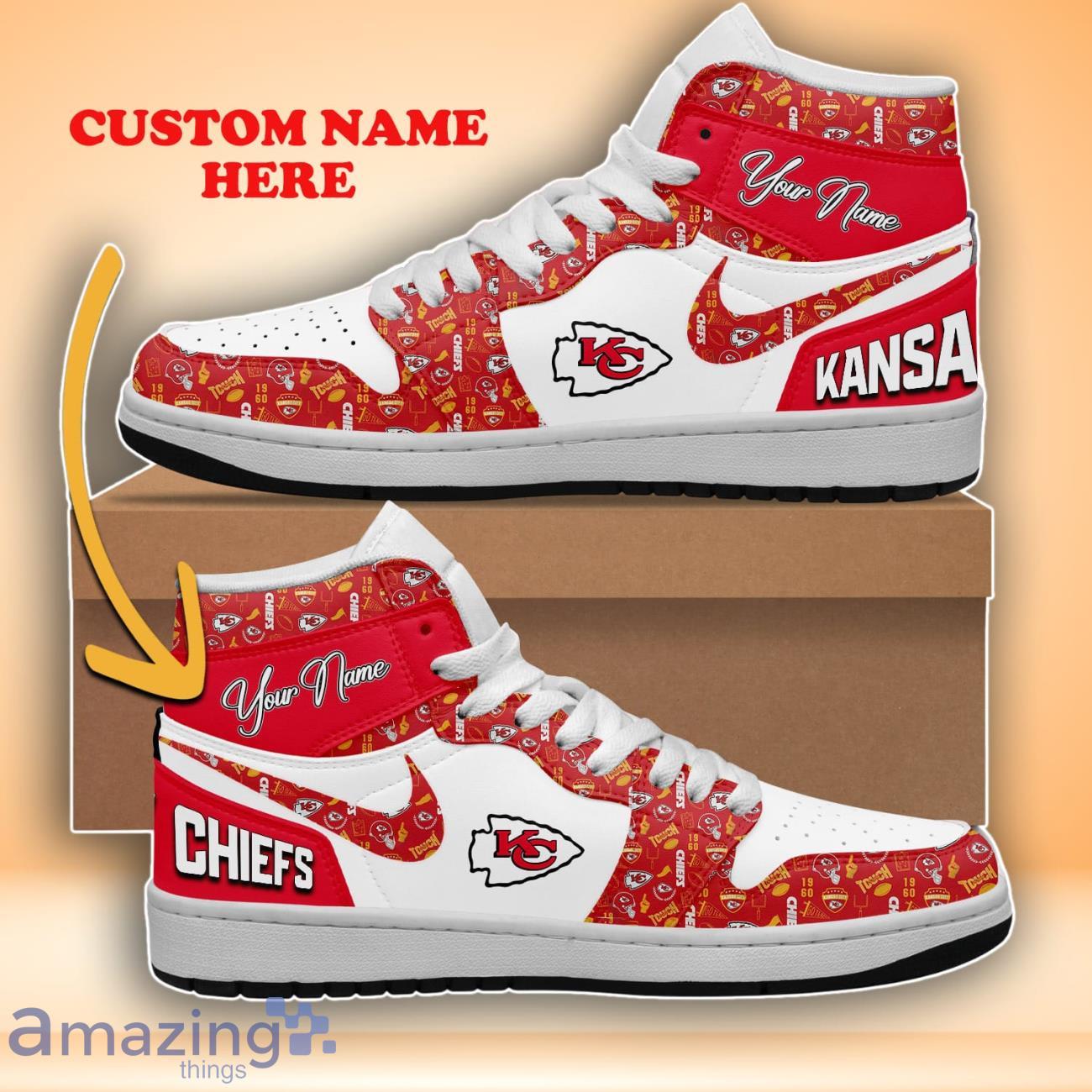Kansas City Chiefs Custom Name Air Jordan High Top Trendy Style For Fans image Kansas City Chiefs Custom Name Air Jordan High Top Trendy Style For Fans Product Photo 1