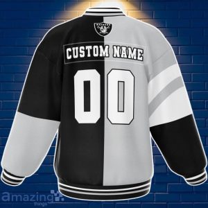 Las Vegas Raiders Baseball Jacket Custom Number & Name Youth Style For Fans Product Photo 2