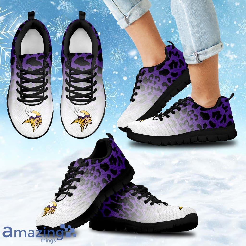 Leopard Pattern Awesome Minnesota Vikings Sneakers Shoes Gift For Big Fans image Leopard Pattern Awesome Minnesota Vikings Sneakers Shoes Gift For Big Fans Product Photo 1
