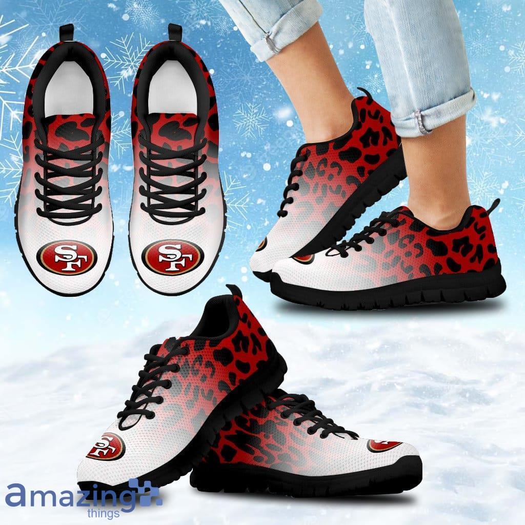 Leopard Pattern Awesome San Francisco 49ers Sneakers Shoes Gift For Big Fans image Leopard Pattern Awesome San Francisco 49ers Sneakers Shoes Gift For Big Fans Product Photo 1