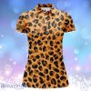 Leopard Skin Texture Custom Name Pattern Polo Shirts, Leopard Women Golf Tops