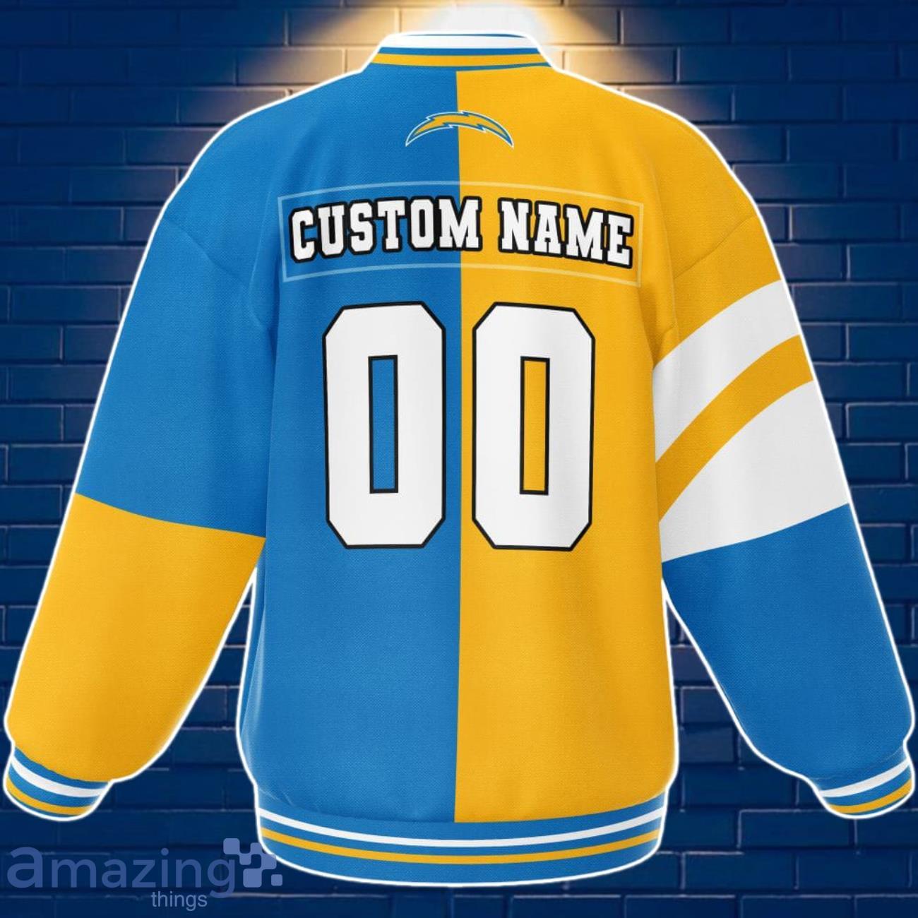 Los Angeles Chargers Baseball Jacket Custom Number & Name Youth Style For Fans image Los Angeles Chargers Baseball Jacket Custom Number & Name Youth Style For Fans Product Photo 2