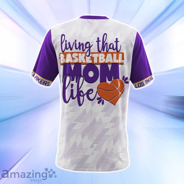 Los Angeles Lakers NBA Living That Basketball Mom Life 3D Shirt Product Photo 3