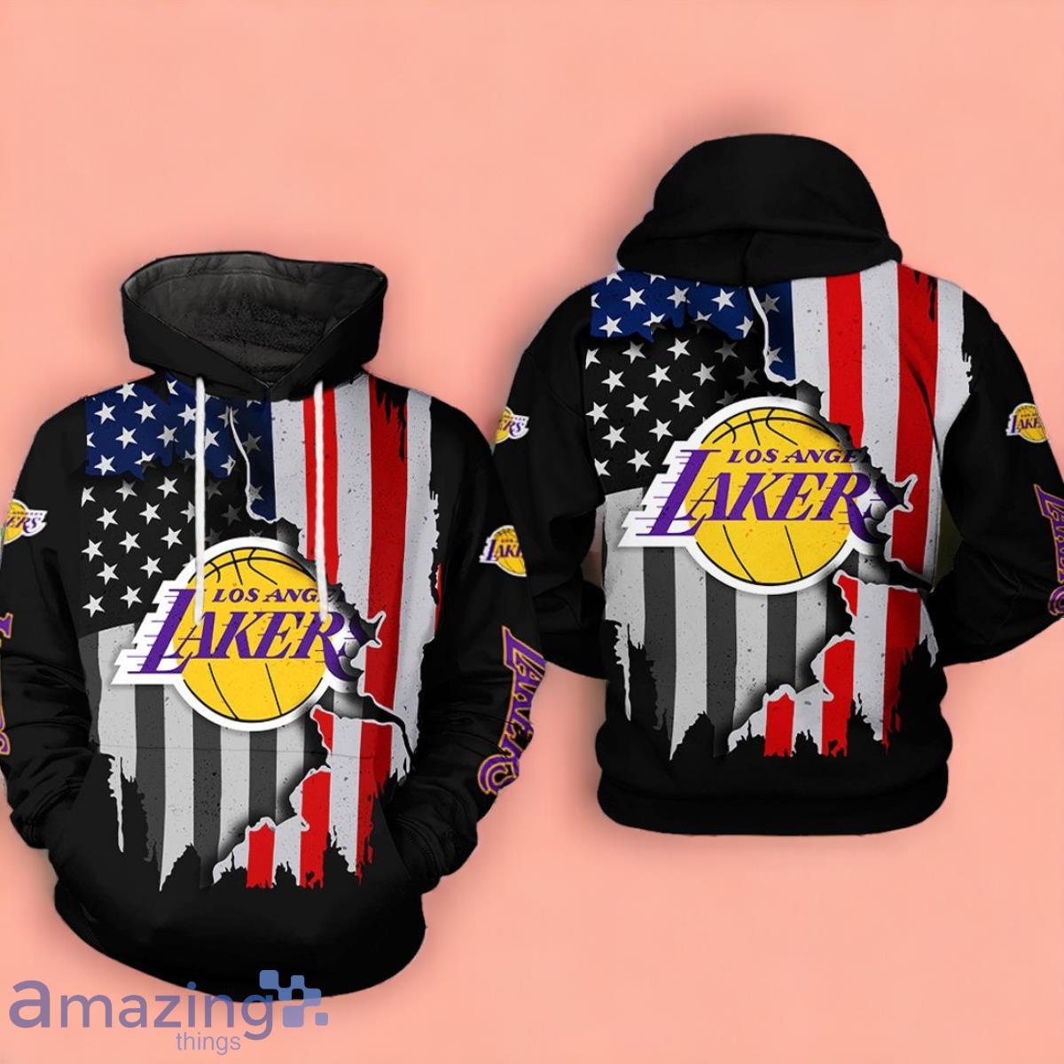 Los Angeles Lakers NBA US Flag Team 3D Design Printed Hoodie and Zipper Hoodie image Los Angeles Lakers NBA US Flag Team 3D Design Printed Hoodie and Zipper Hoodie Product Photo 1