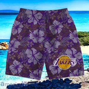 Los Angeles Lakers Team Logo Pattern Retro Hawaiian Shirt And Short Product Photo 4