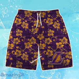 Los Angeles Lakers Team Logo Pattern Vintage Aloha Hawaiian Shirt & Short Product Photo 3
