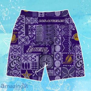 Los Angeles Lakers Team Logo Tropical Pattern Hawaiian Shirt & Short Product Photo 4