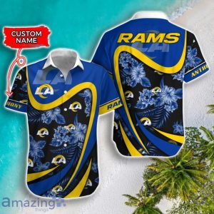 Los Angeles Rams NFL Floral Hawaiian Shirt And Shorts Custom Name Casual Comfort Combo For Fans Product Photo 2