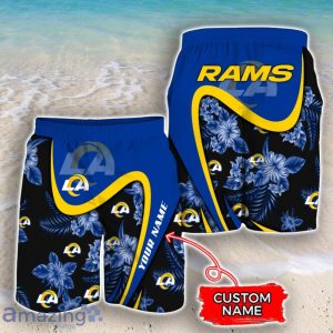 Los Angeles Rams NFL Floral Hawaiian Shirt And Shorts Custom Name Casual Comfort Combo For Fans Product Photo 3