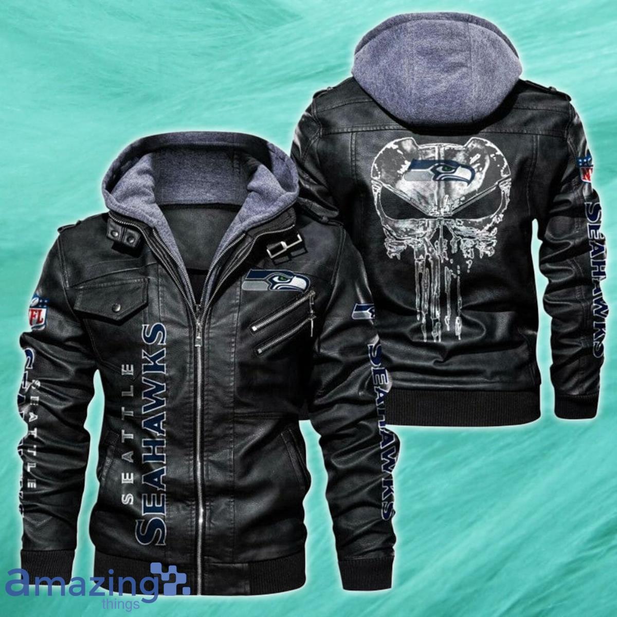 Men's Seattle Seahawks 2D Leather Jacket Style Gift image Men's Seattle Seahawks 2D Leather Jacket Style Gift Product Photo 1