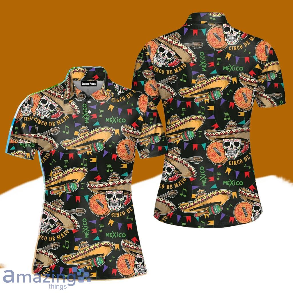 Mexican Skull Cinco De Mayo Polo Shirt For Women Gift Golf Lover image Mexican Skull Cinco De Mayo Polo Shirt For Women Gift Golf Lover Product Photo 1