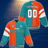 Miami Dolphins Baseball Jacket Custom Number &  Name Youth Style For Fans