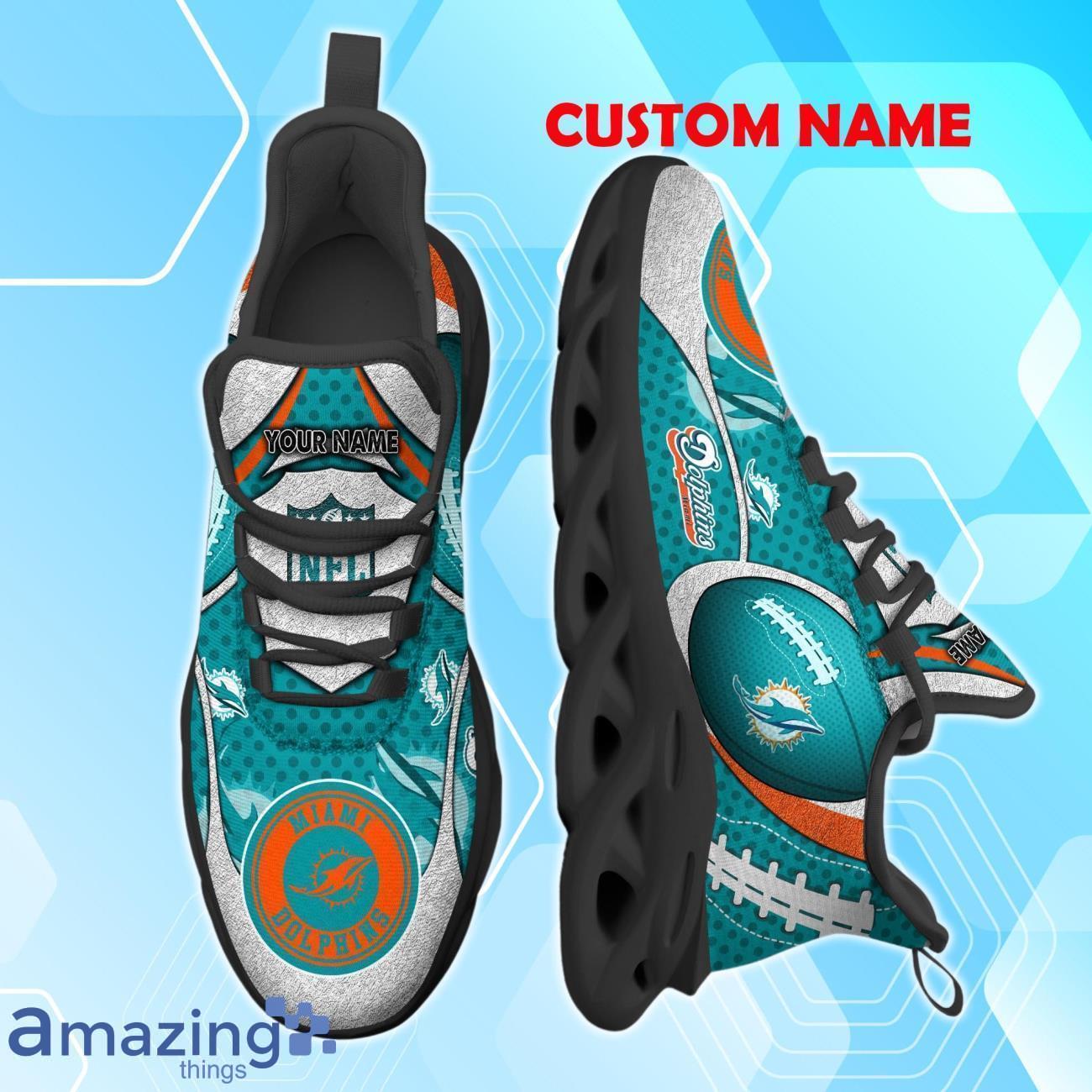 Miami Dolphins NFL Fan Edition Custom Name Max Soul Comfort Shoes image Miami Dolphins NFL Fan Edition Custom Name Max Soul Comfort Shoes Product Photo 2