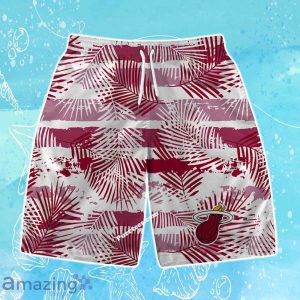 Miami Heat Team Logo Pattern Leaves Tropical Hawaiian Shirt & Short Product Photo 3