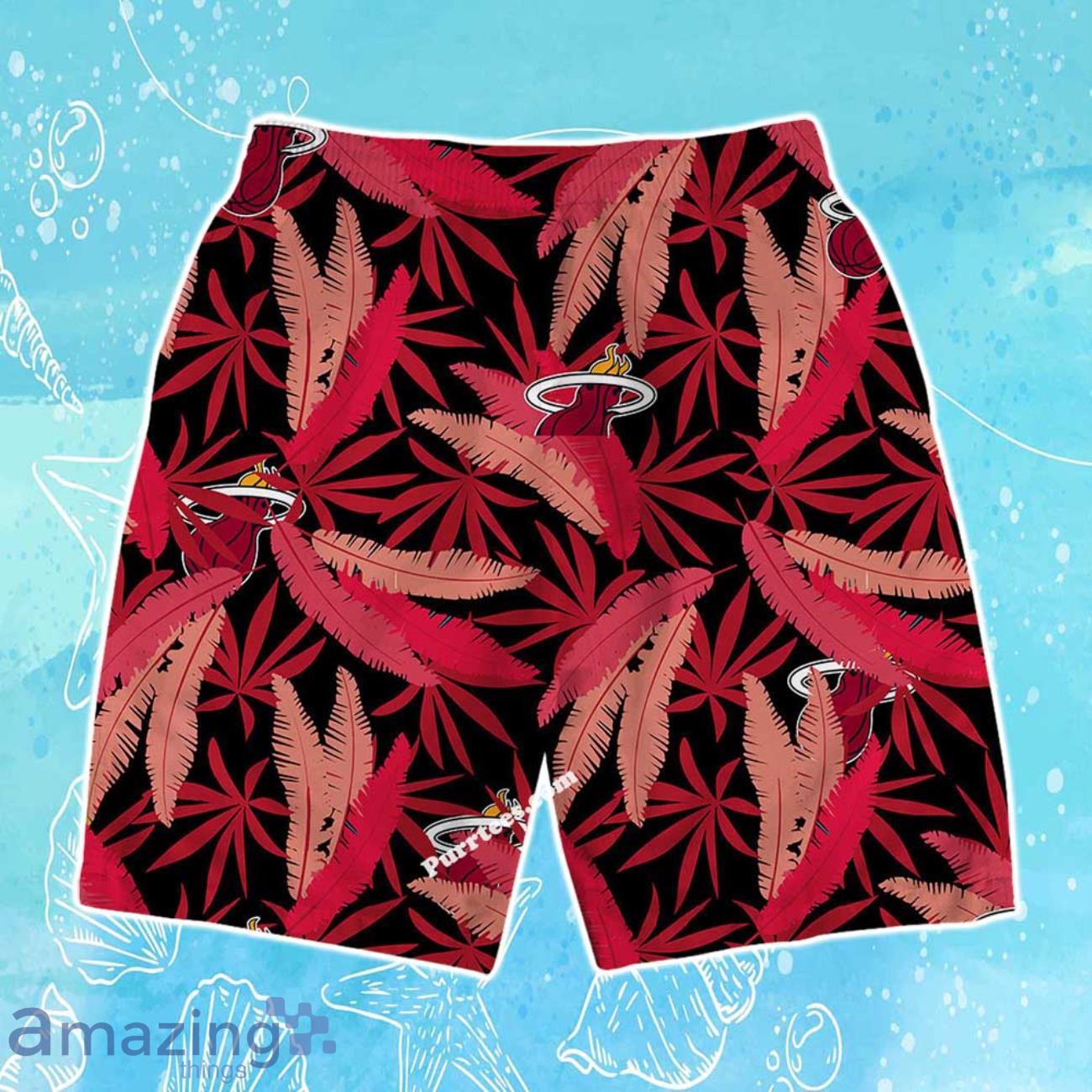Miami Heat Team Logo Pattern Leaves Vintage Art Hawaiian Shirt & Short image Miami Heat Team Logo Pattern Leaves Vintage Art Hawaiian Shirt & Short Product Photo 4