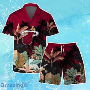 Miami Heat Team Logo Pattern Tropical Hawaiian Shirt & Short Product Photo 1