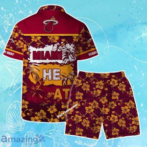 Miami Heat Team Logo Pattern Vintage Aloha Hawaiian Shirt & Short Product Photo 2