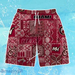 Miami Heat Team Logo Tropical Pattern Hawaiian Shirt & Short Product Photo 3