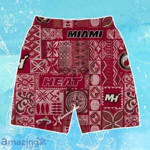Miami Heat Team Logo Tropical Pattern Hawaiian Shirt & Short Product Photo 4