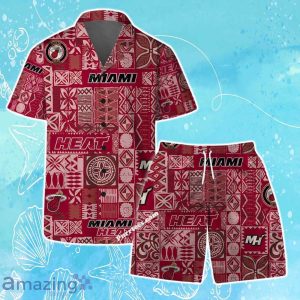 Miami Heat Team Logo Tropical Pattern Hawaiian Shirt & Short Product Photo 1