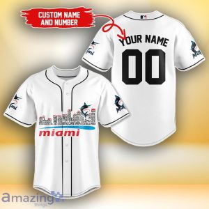 Miami Marlins MLB Custom Number & Name Baseball Jersey For Fans Product Photo 1