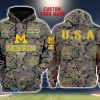 Michigan Wolverines 3D Printing Army Camo Pattern Unisex Hoodies Custom Name For Fans