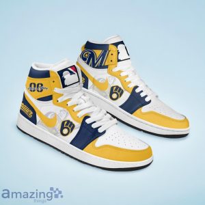 Milwaukee Brewers MLB Air Jordan Hightop Custom Number & Name Trending Shoes Product Photo 2